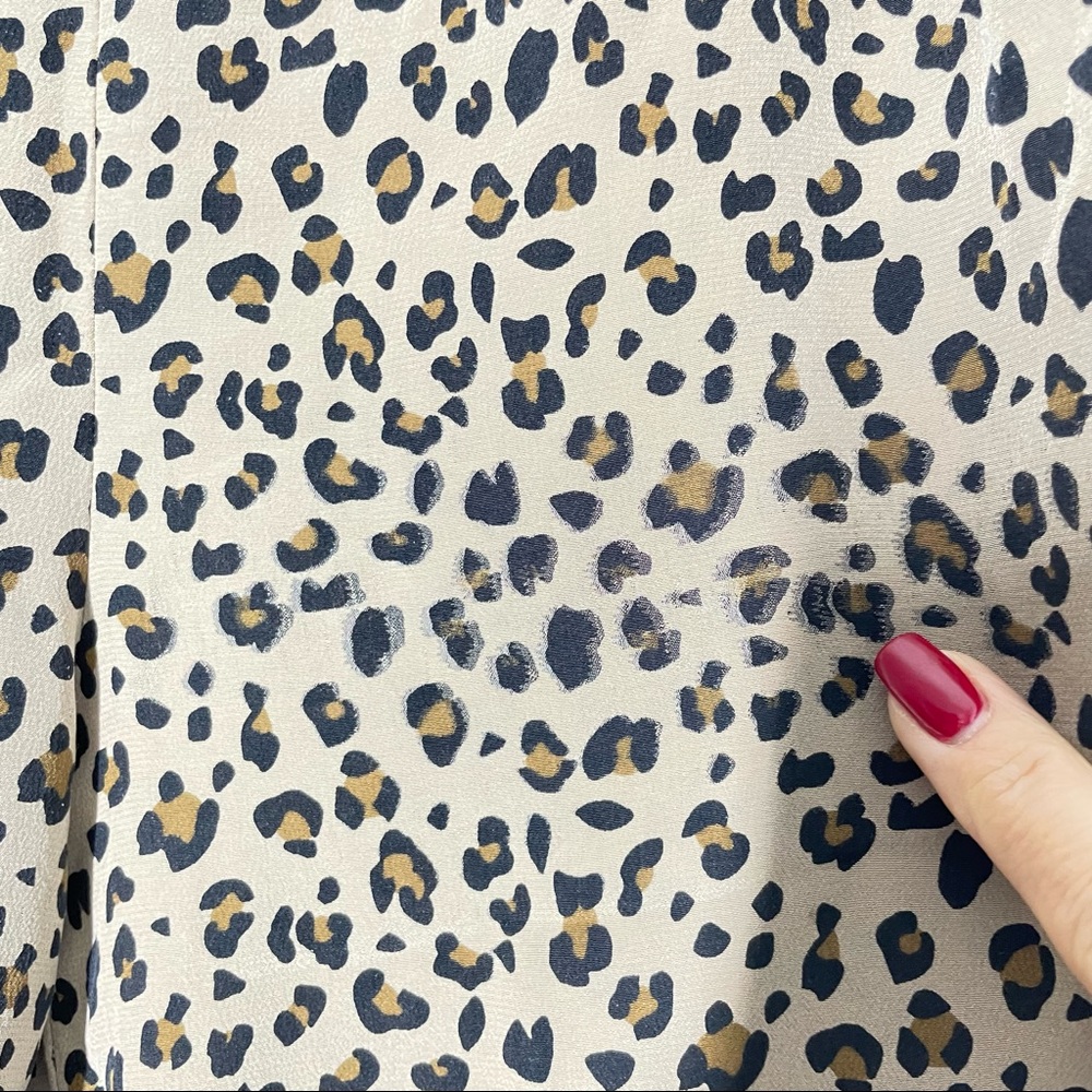 J. Crew Harvey 100% Silk Cropped Pull On Pants Leopard Print Pants size 0 - Picture 9 of 14